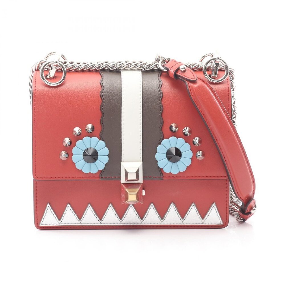 Fendi Kan I Shoulder Bag Leather Bordeaux Purple